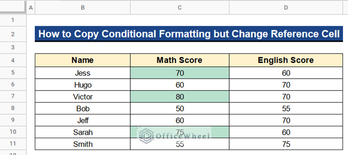 How to Copy Conditional Formatting but Change Reference Cell in Google Sheets