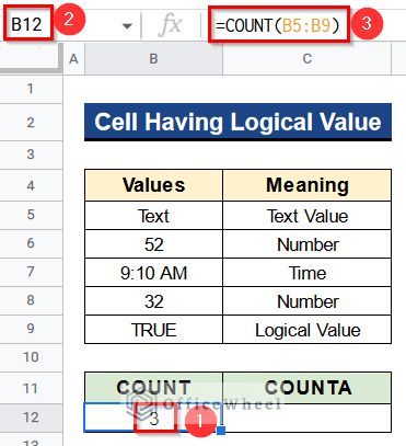 Difference Between COUNT and COUNTA Functions in Google Sheets for Cell Having Logical Value