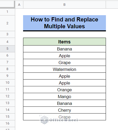 Find and Replace Multiple Values in Google Sheets