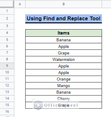 Using Find and Replace Tool to Find and Replace Text in Google Sheets