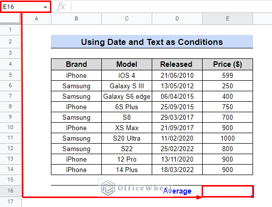 how to select cell while using averageifs in case of date as number value and text value