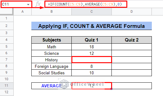 application of if, count and average functions