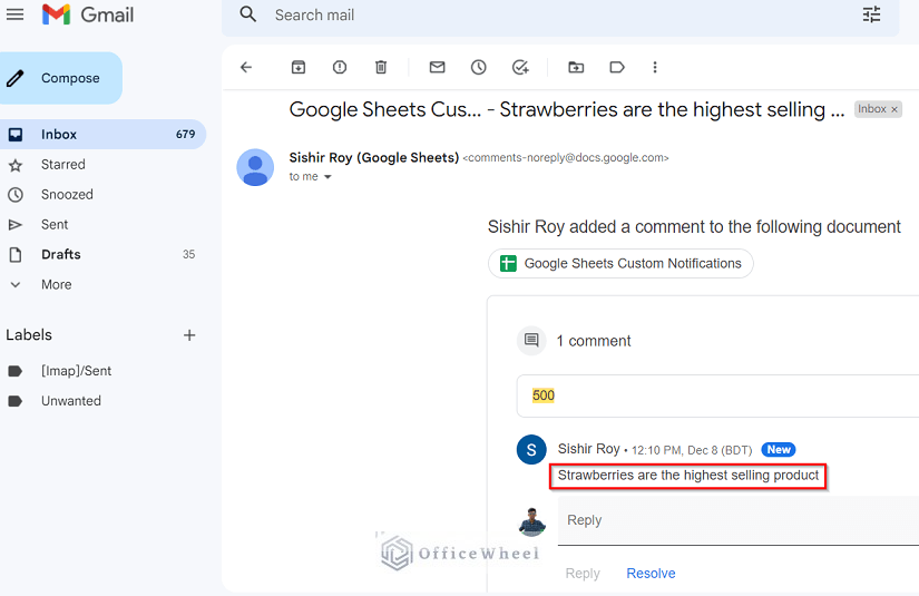 Receiving Custom Notifications in Google Sheets