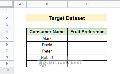 Target dataset to create dropdown in google sheets from another sheets