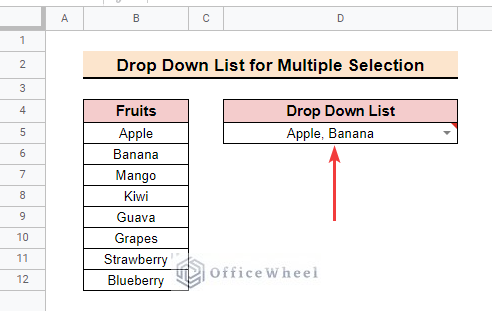 Create Drop Down List for Multiple Selection in Google Sheets