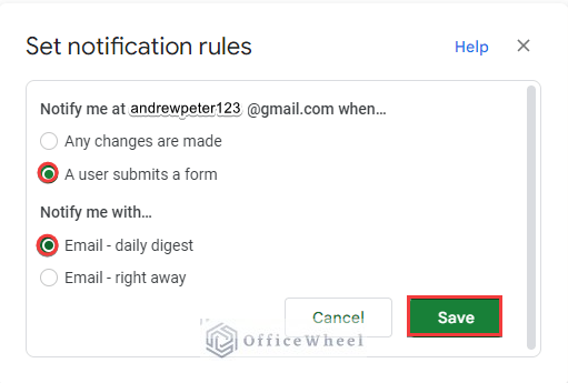 hoe to edit email notification in google sheets