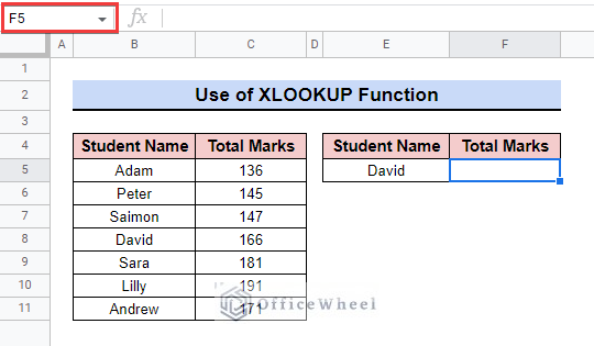 Applying  XLOOKUP Function to return exact match in google sheets