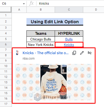 link preview by clicking cell in google sheets