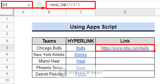 use of custom formula to get a hyperlink in cell 
