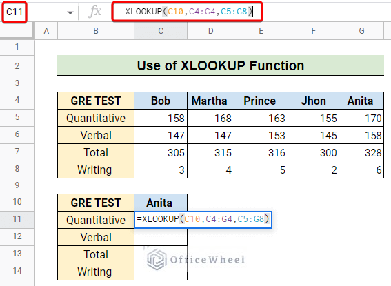 Utilizing XLOOKUP Function to return column