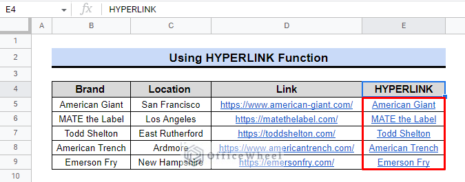how to create hyperlink in a column