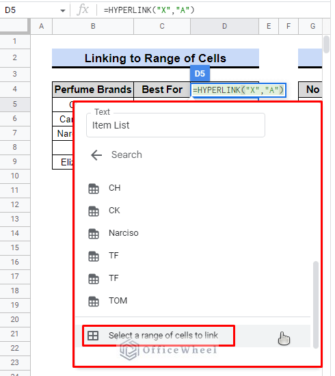how to link a range of cells in google sheets hyperlink function