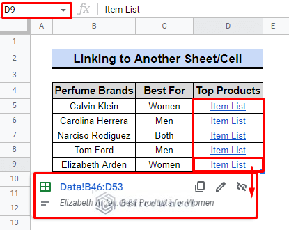example of google sheets hyperlink function