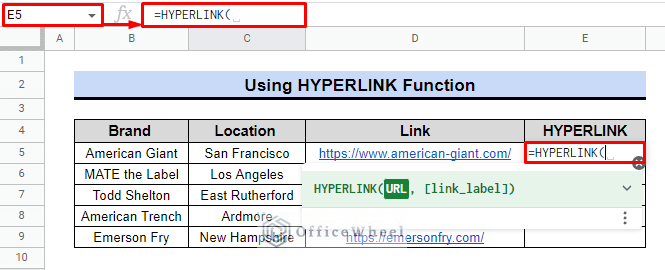 formulation of hyperlink function