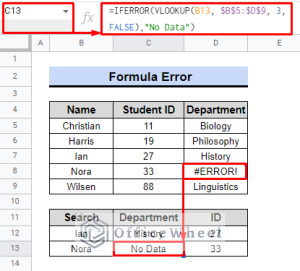 How to Use IFERROR with VLOOKUP Function in Google Sheets