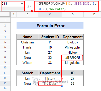 How to Use IFERROR with VLOOKUP Function in Google Sheets