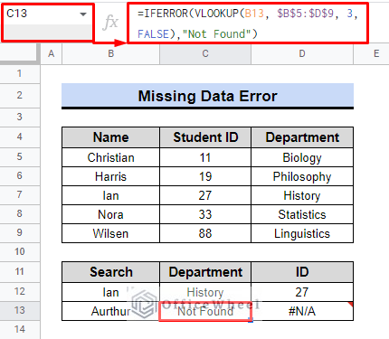 How to Use IFERROR with VLOOKUP Function in Google Sheets