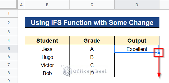 Using IFS Function with Some Change When It Is Returning No Match Error in Google Sheets