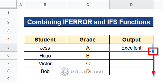 Combining IFERROR and IFS Functions When IFS Functions Is Returning No Match Error in Google Sheets