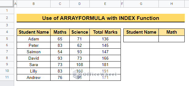 Utilizing ARRAYFORMULA with INDEX Function in Google Sheets