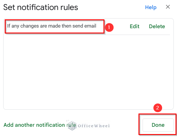 Choosing Email - Right Away Option for Google Sheets Notifications of Changes