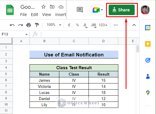data for google sheets notify multiple users