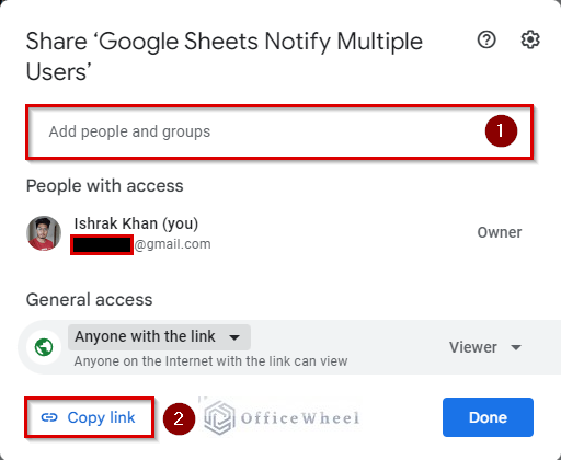 share menu for google sheets notify multiple users