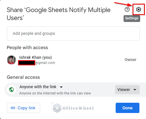 setting option in google sheets notify multiple users