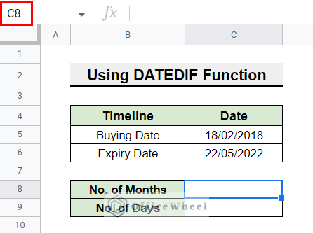 How to calculate months and days between two dates in Google Sheets