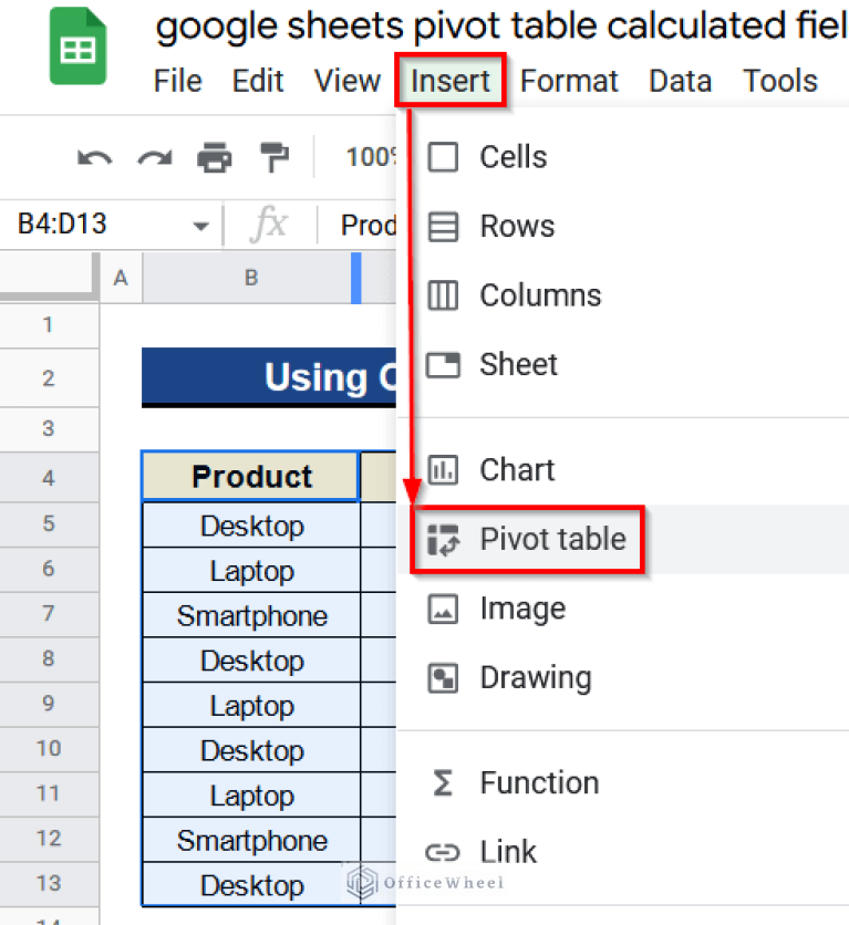 Google Sheets Pivot Table Calculated Field Difference Between Two Columns