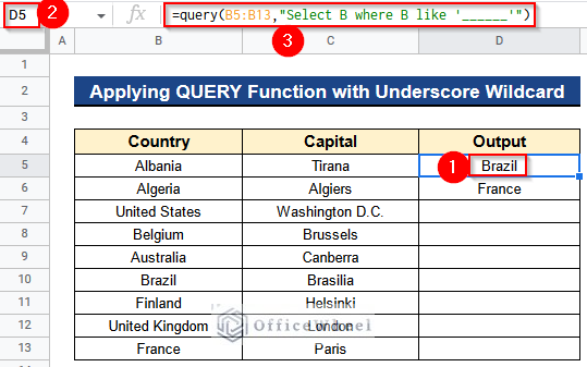 Applying QUERY Function with Underscore Wildcard in Google Sheets