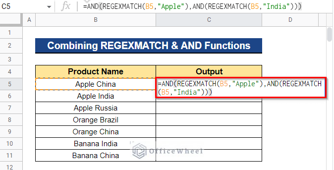 Combining REGEXMATCH & AND Functions to Match Multiple Values in Google Sheets