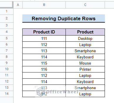 How to Remove Duplicate Rows Based on One Column in Google Sheets