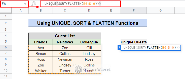 implementation of combined functions such as sort and flatten functions