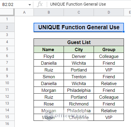 general use of unique function data