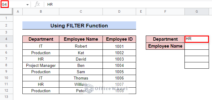 enter search key to filter data