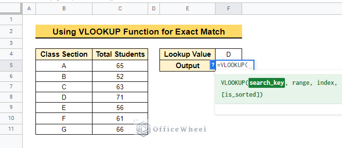 Enter Exact Lookup Value in Google sheets