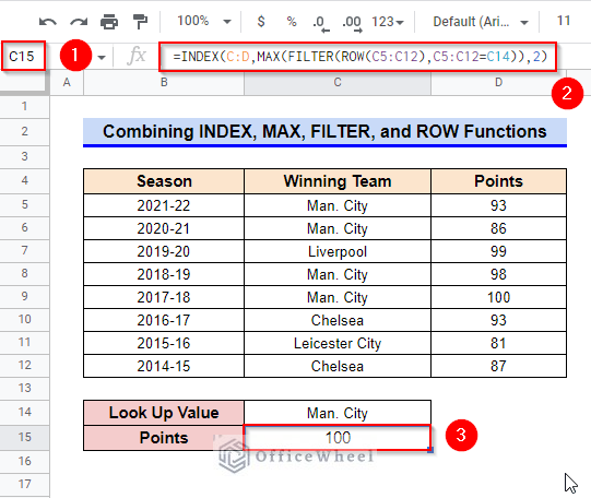 Combining INDEX, MAX, FILTER and ROW Functions to VLOOKUP Last Match in Google Sheets