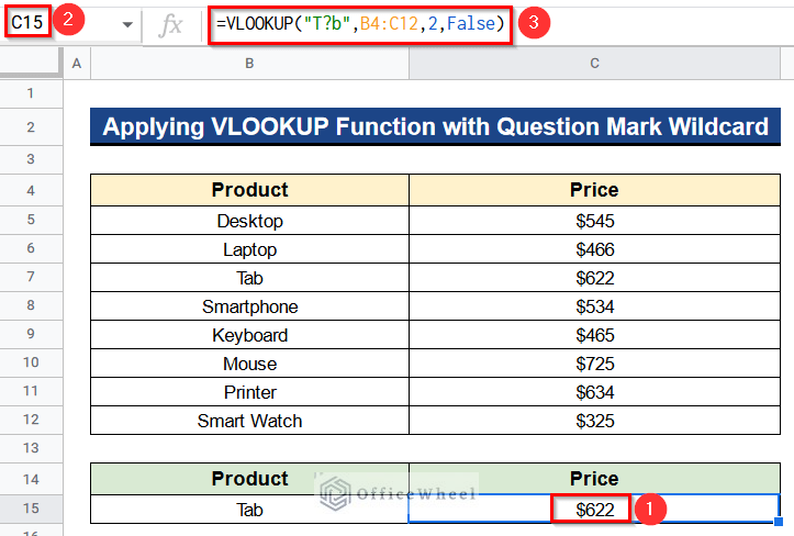 Applying VLOOKUP Function with Question Mark Wildcard in Google Sheets