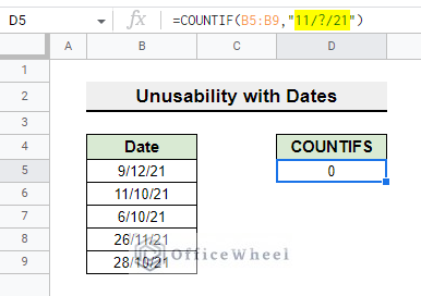 Unusability of Wildcard with Dates in Criteria Argument in Google Sheets
