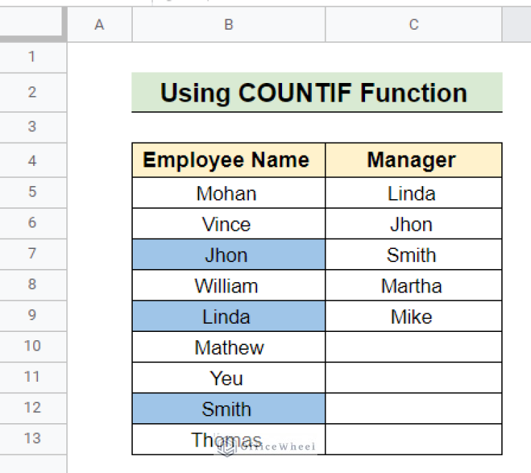 Highlight Cell If Value Exists in Another Column in Google Sheets