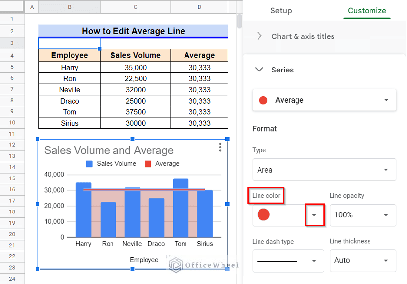 Change Line Color in how to add average line in google sheets