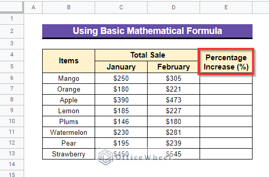 Measuring Percentage Using Formula Only in Google Sheets
