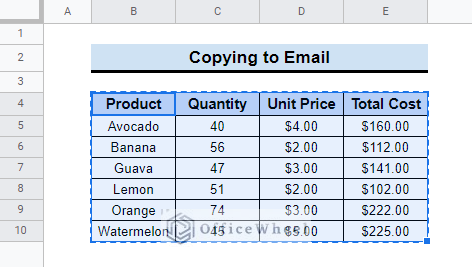 Insert Table into Email from Google Sheets