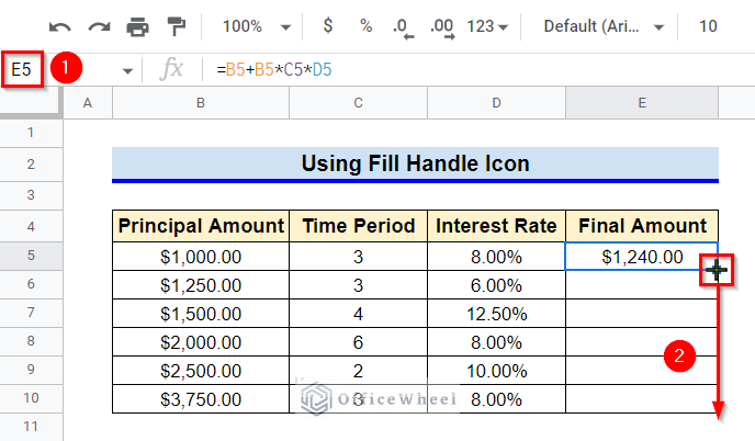 How to Use Fill Handle Icon to Copy and Paste Formulas in Google Sheets
