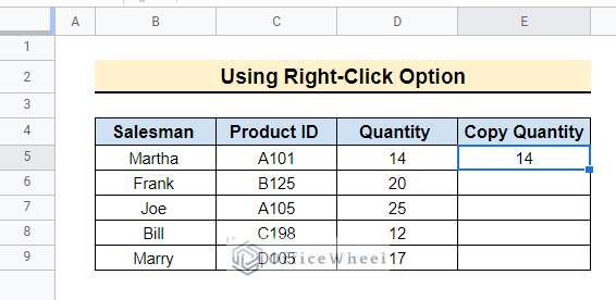 copy and paste using right click