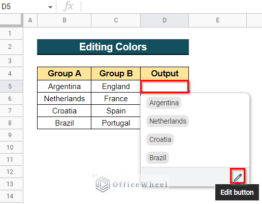 Edit Colors to Edit Drop-Down List in Google Sheets