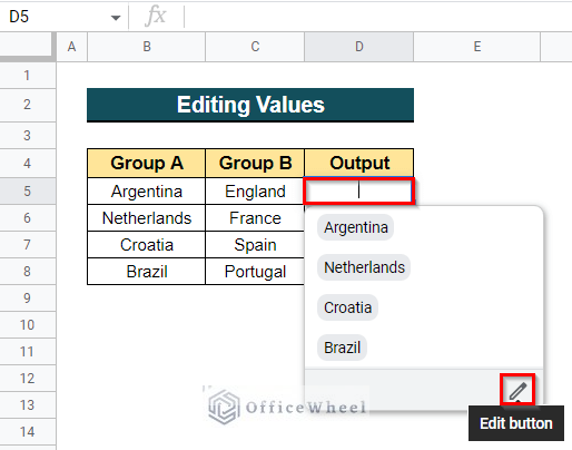 Edit Values to Drop-Down List in Google Sheets