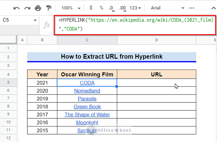 how to extract url from hyperlink in google sheets