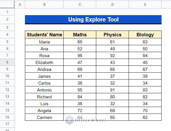 using explore tool to calculate mean in google sheets